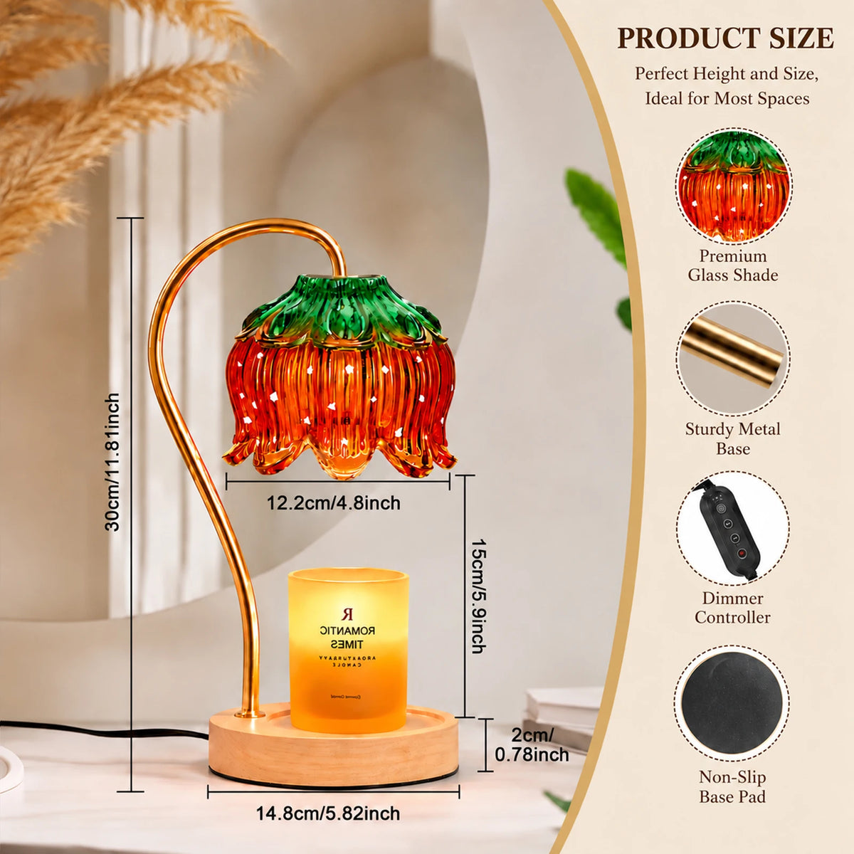 Flower Candle Warmer Lamp With Timer And Dimmable Light