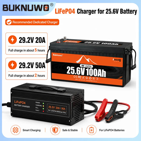 Buknuwo 24V 100Ah LiFePO4 Lithium Battery With Bluetooth BMS