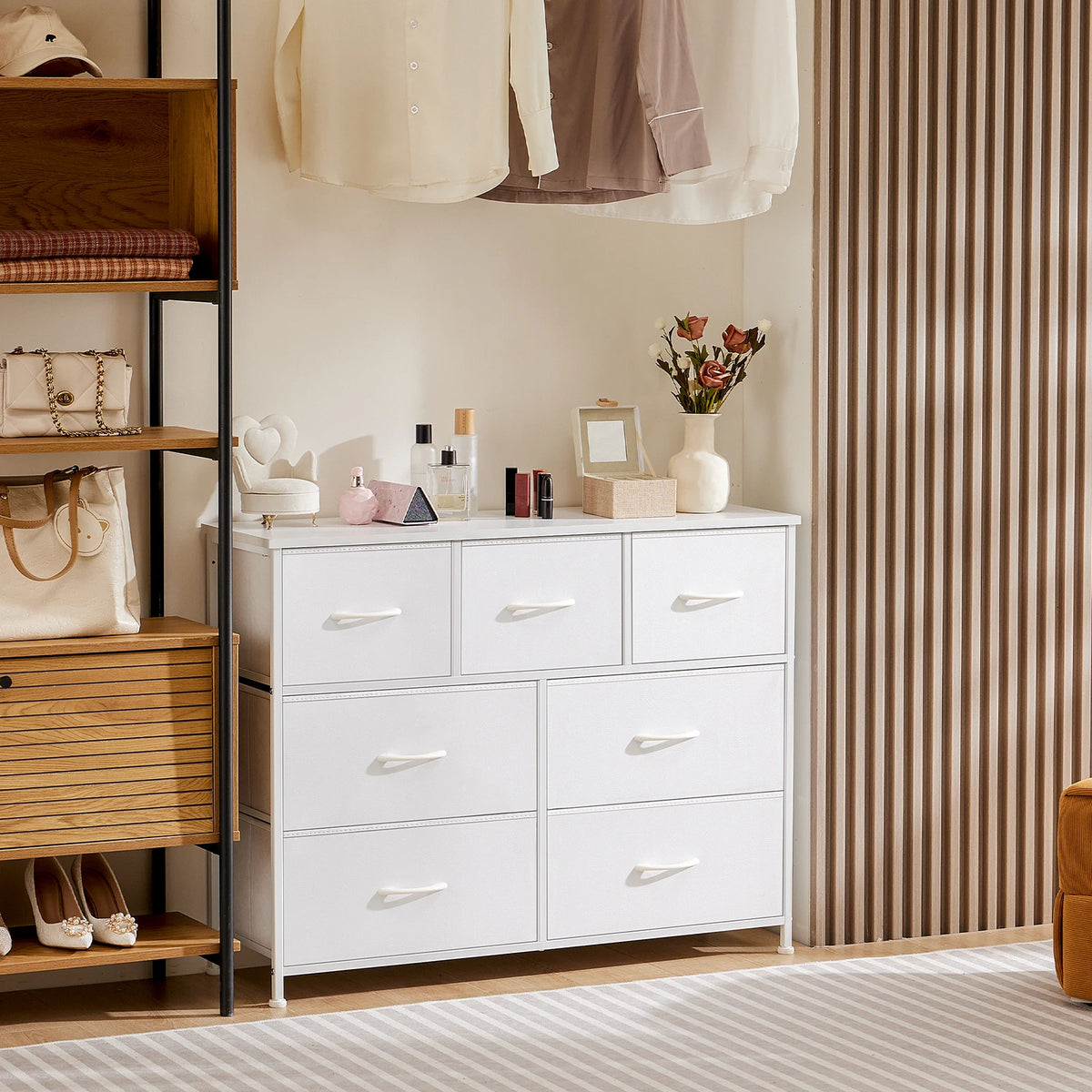 JHK Bedroom Wardrobe Cabinet With Fabric Drawers For Storage
