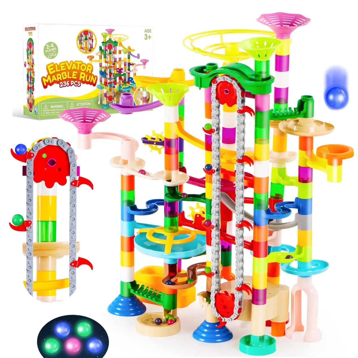 Joyfy Glowing Marble Run Building Blocks With Motorized Elevator