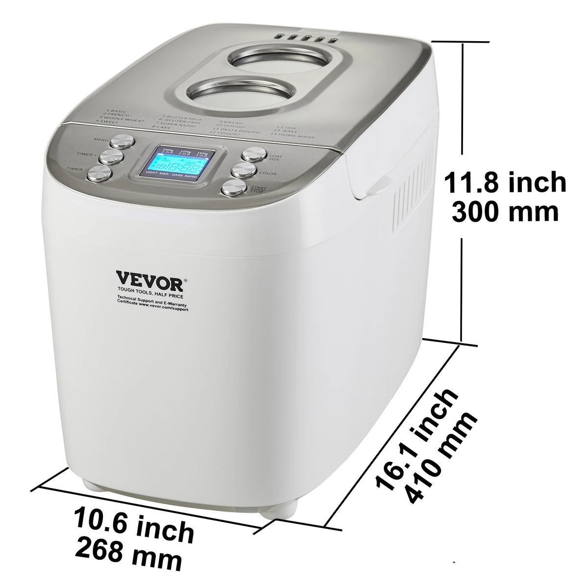SucceBuy 15-in-1 Automatic Bread Maker With Ceramic Pan, Gluten-Free Setting