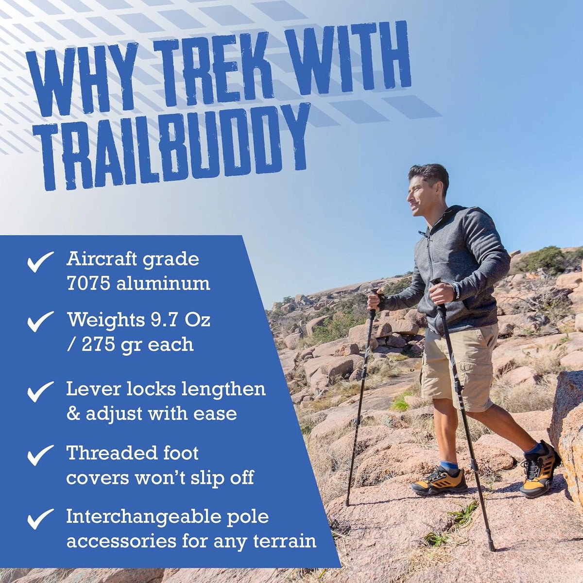 Lightweight Collapsible Trekking Poles For Hiking And Walking