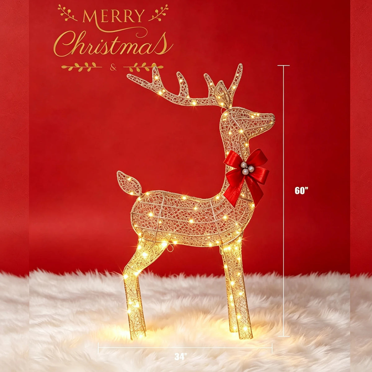 HiMISS Lighted Christmas Deer Family Outdoor Yard Decor Set