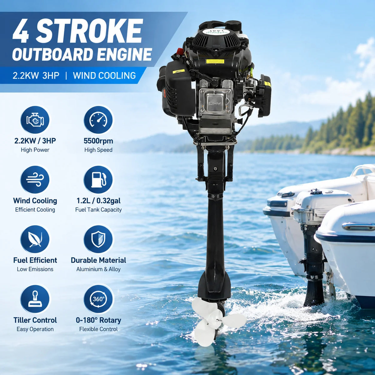 Air Cooled Four Stroke Outboard Motor for Fishing Boats