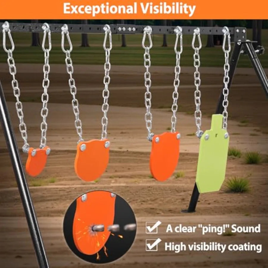 AR500 Steel Targets Stand Kit for Rifle and Pistol Training: 3 8 Thick 4 6 8 Gong Targets and 7x12 Torso Target with Durable St