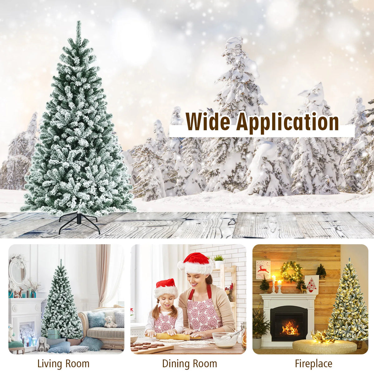 Multigot 928 Tips Snow Flocked Hinged Christmas Tree Metal Stand