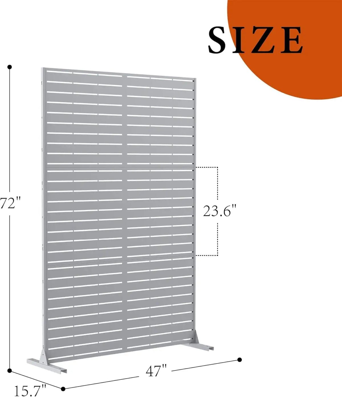 Freestanding Metal Outdoor Privacy Screen – 183x120cm Decorative Garden Divider with Stand – Large Patio & Balcony Fence Panel – Easy Install – Horizontal Stripes