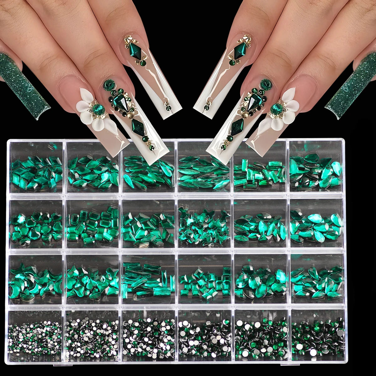 Multi Shaped 3D Crystal Nail Gems and Rhinestone Art Kit
