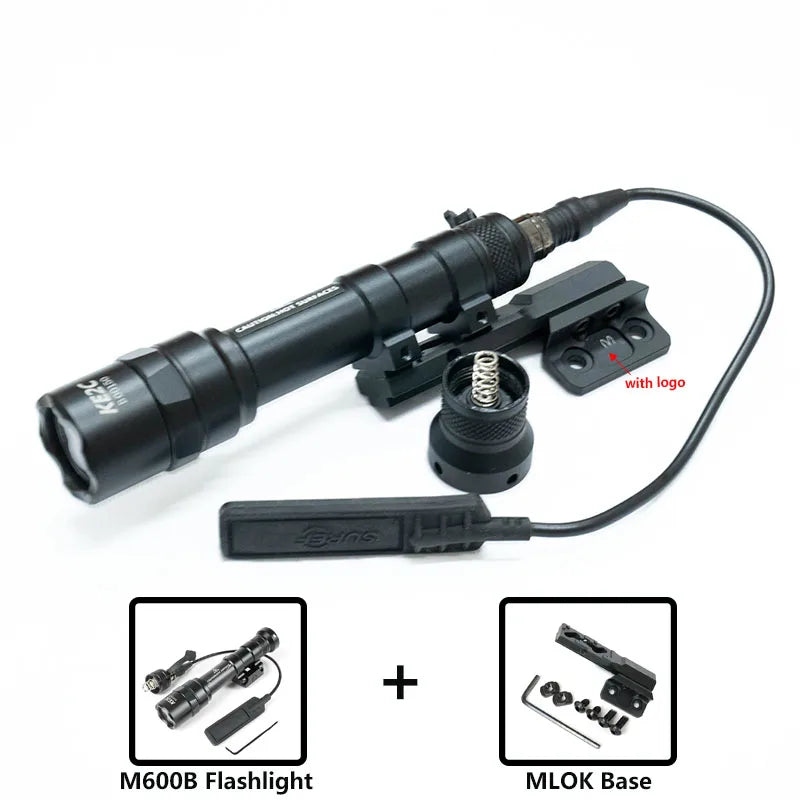 Tactical M300B M600B Flashlight Set M600C M300C LED Airsoftl Hunting Lamp with MLOK or 20MM Light Mount+SF Plug Momentary Switch