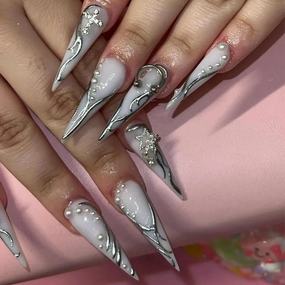Star Planet And Cross Metal Charms For Acrylic Nail Art
