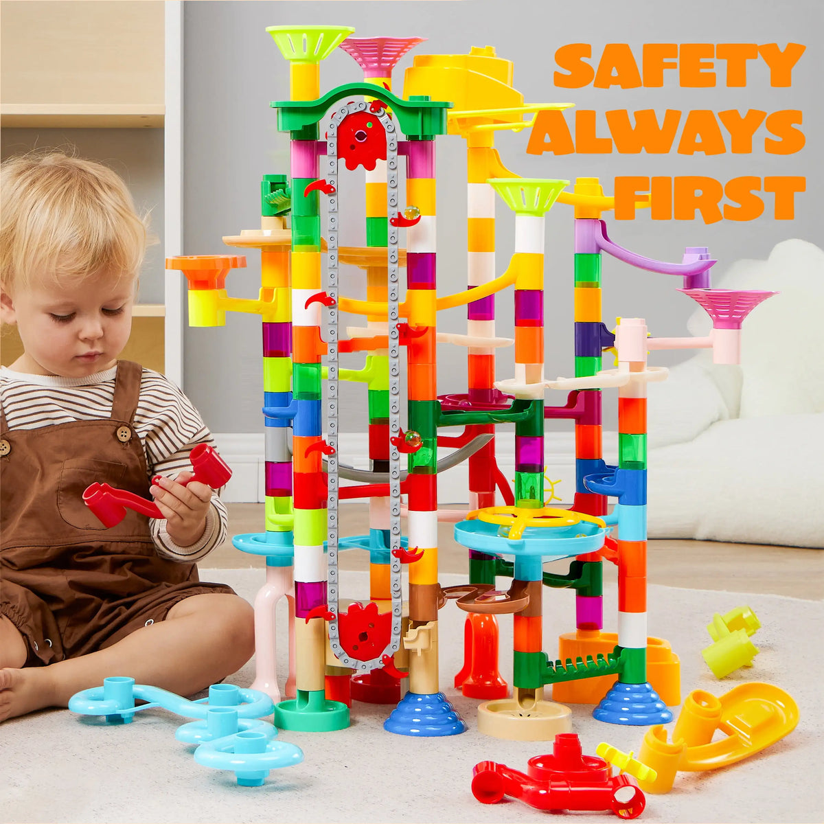 Joyfy Glowing Marble Run Building Blocks With Motorized Elevator