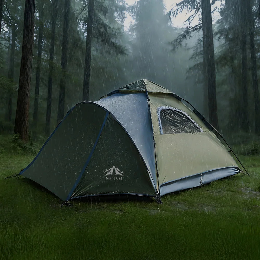 Night Cat Instant Pop Up Camping Tent With Waterproof Rainfly