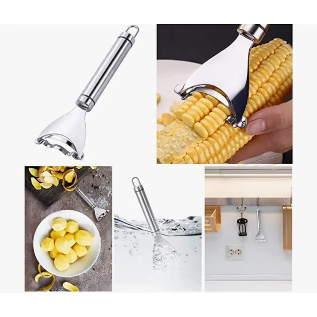 Stainless Steel Y Shaped Corn Peeler With Kernel Remover Tool