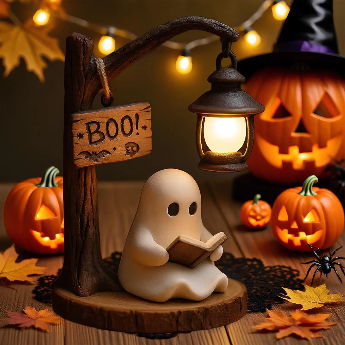 Halloween Witch Ghost Resin Lantern for Spooky Party Decor