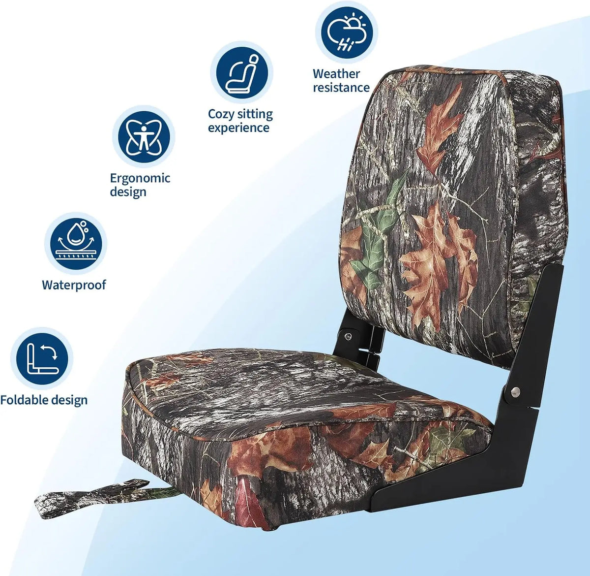 Low Back Folding Boat Seats With Waterproof Upholstery And Padding