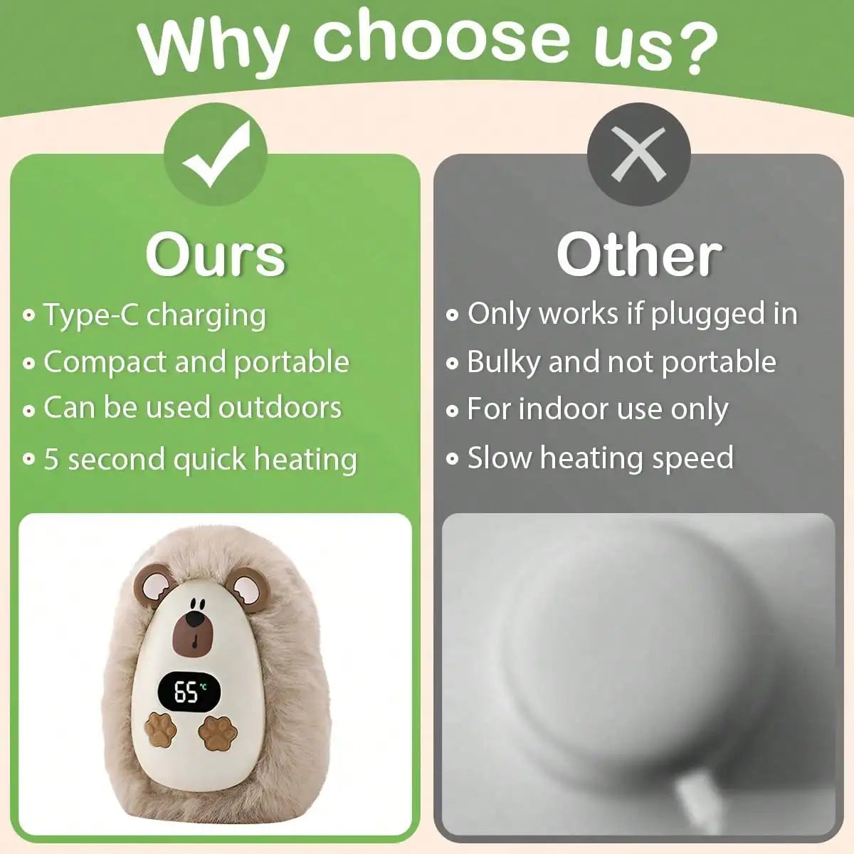 Rechargeable Plush Pet Hand Warmers With Adjustable Fast Heating