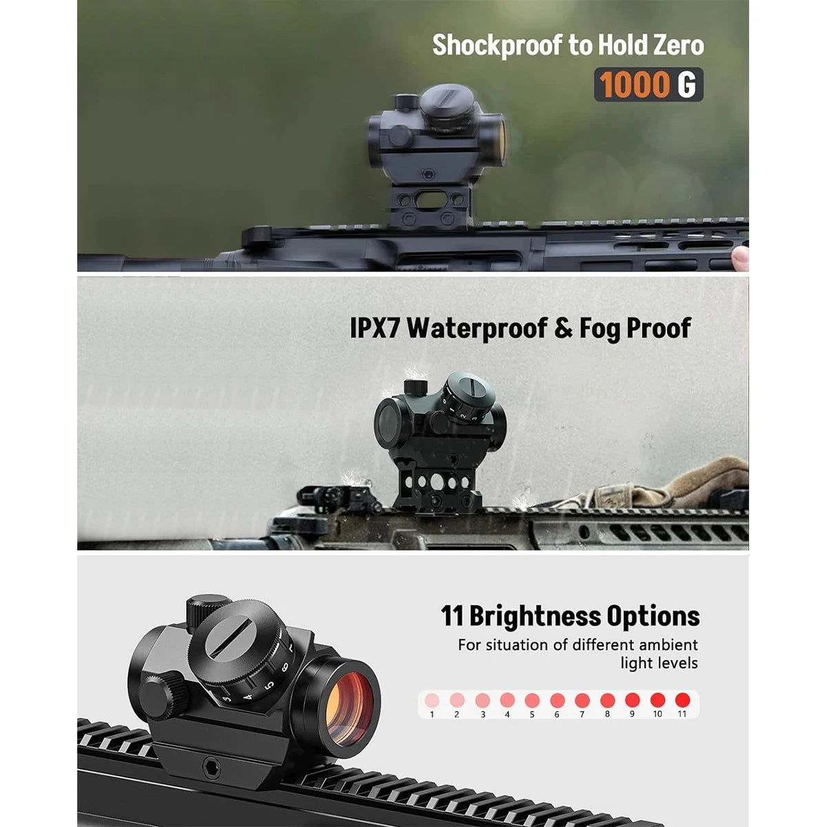 Lambul 2MOA Red Dot Sight Waterproof Shockproof Rifle Reflex Scope