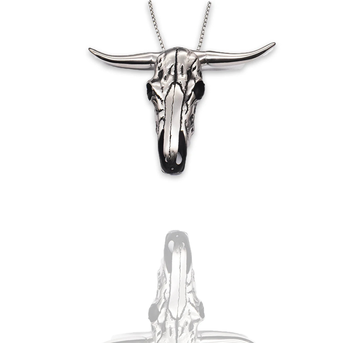 Bull head pendant necklace clasp with detachable horns - Western-style decoration