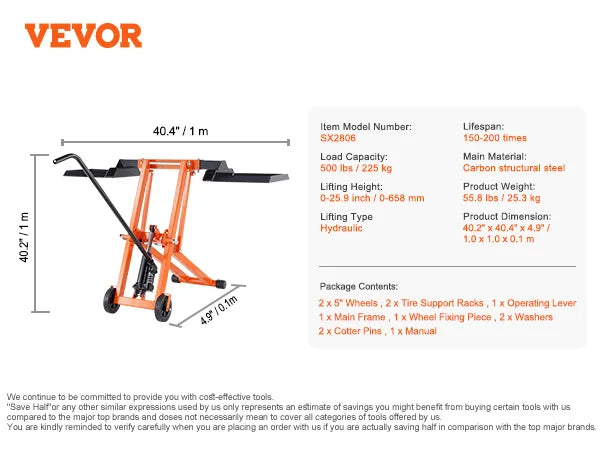 SucceBuy Hydraulic Lawn Mower Lift for Garden Tractors