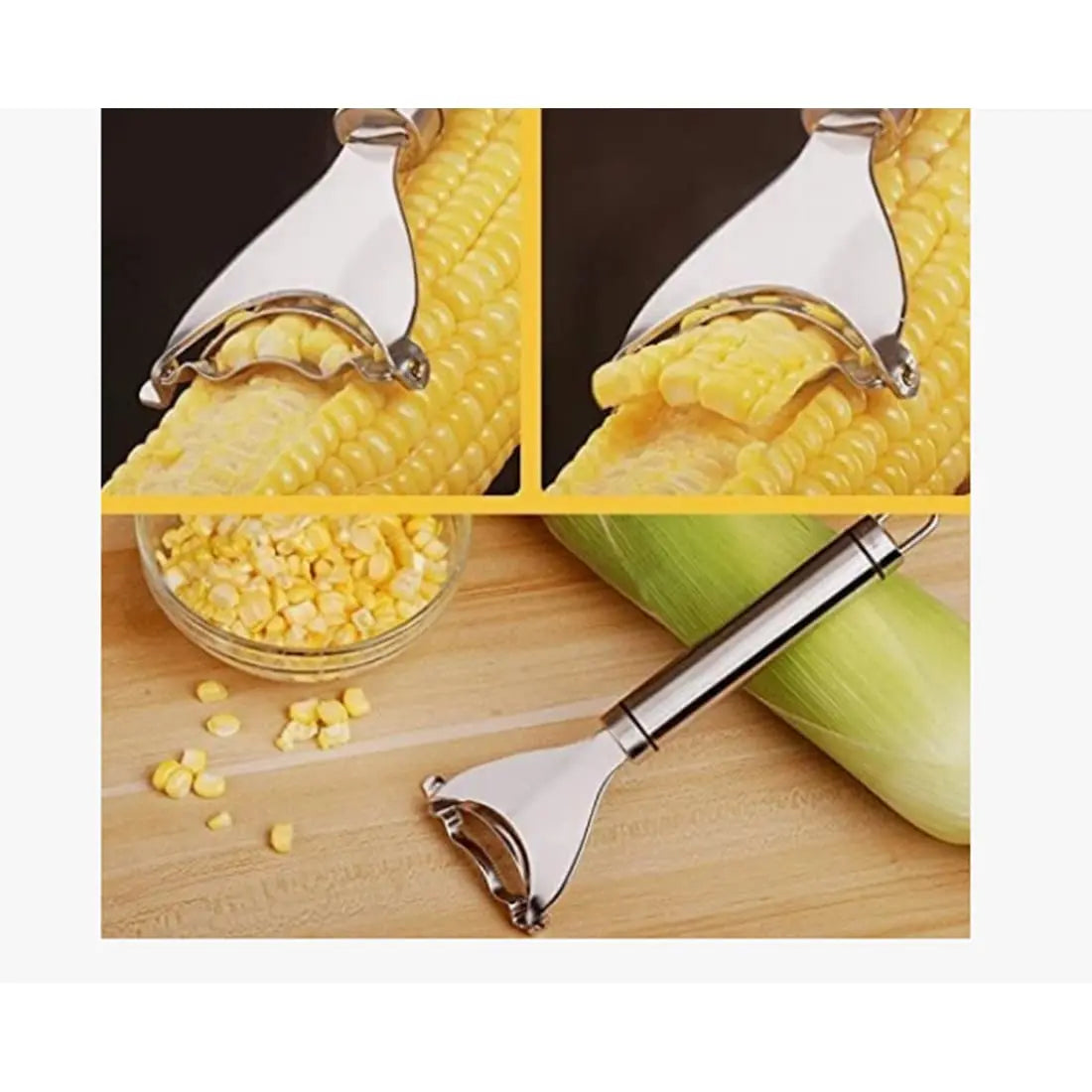 Stainless Steel Y Shaped Corn Peeler With Kernel Remover Tool