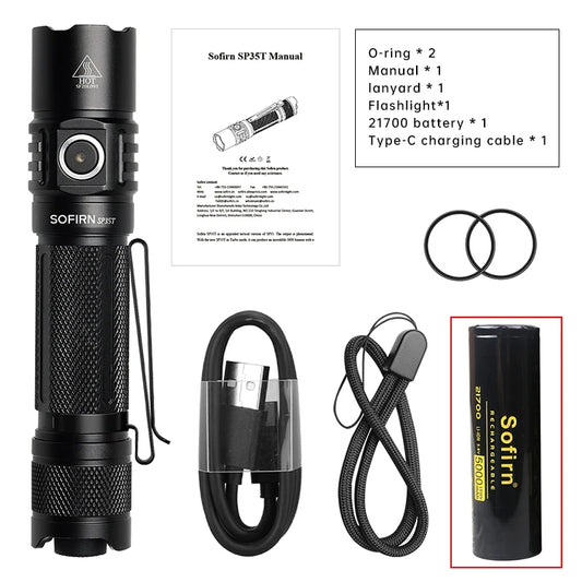 Sofirn SP35T 3800LM Tactical LED Flashlight With USB C Rechargeable
