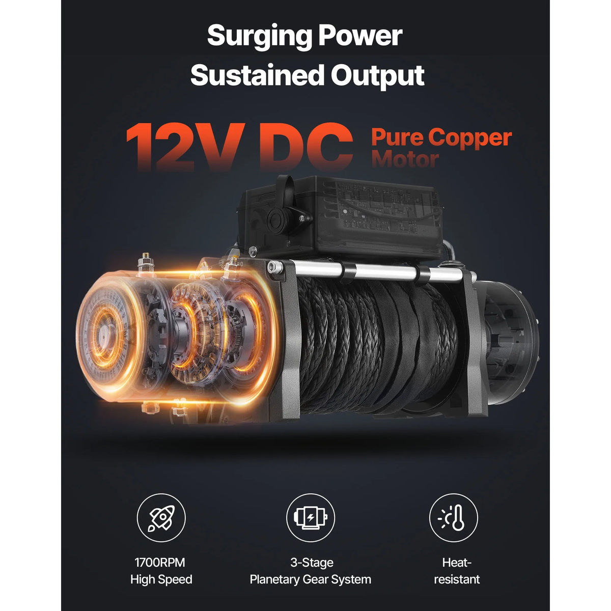 SucceBuy Electric Winch With Synthetic Rope Wireless Control For Recovery