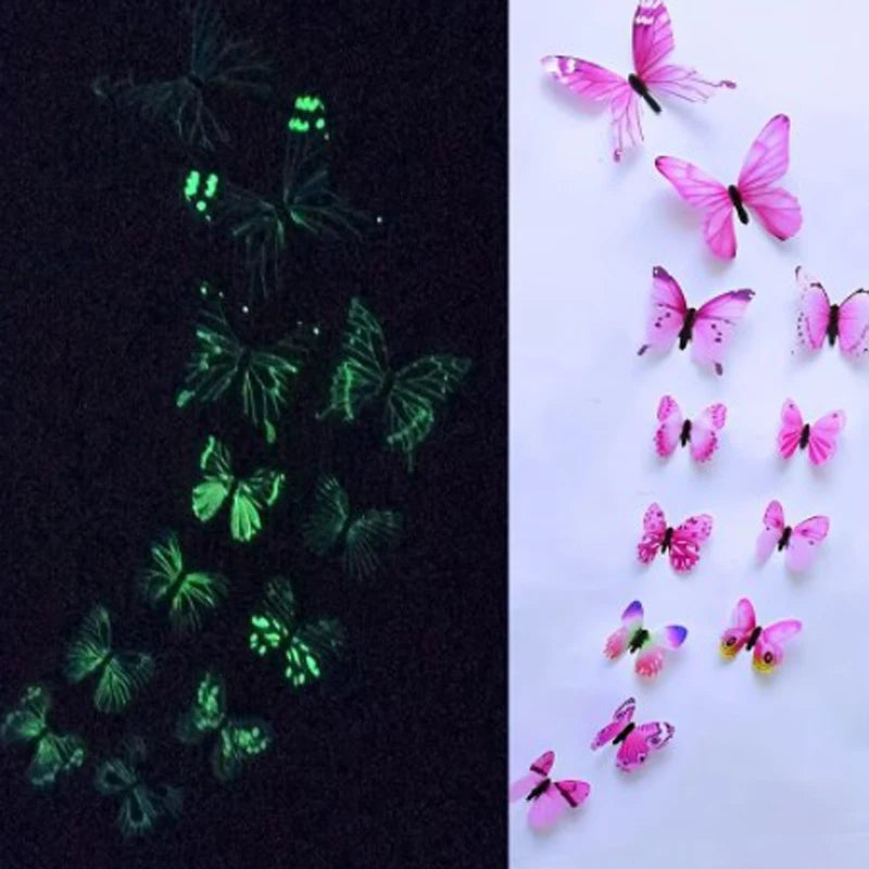 3D Luminous Butterfly Wall Stickers for Creative Home Decor