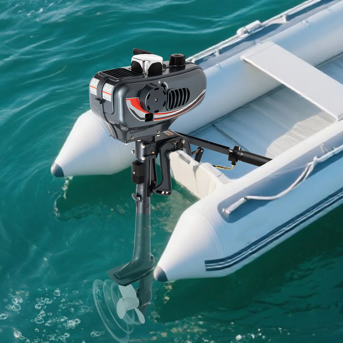 3.5Hp Outboard Motor – 2-Stroke – 5000Rpm – Cdi Ignition – 180 °   Steering – Aluminum Alloy – for Fishing Boat Speedboat – 9.8kg