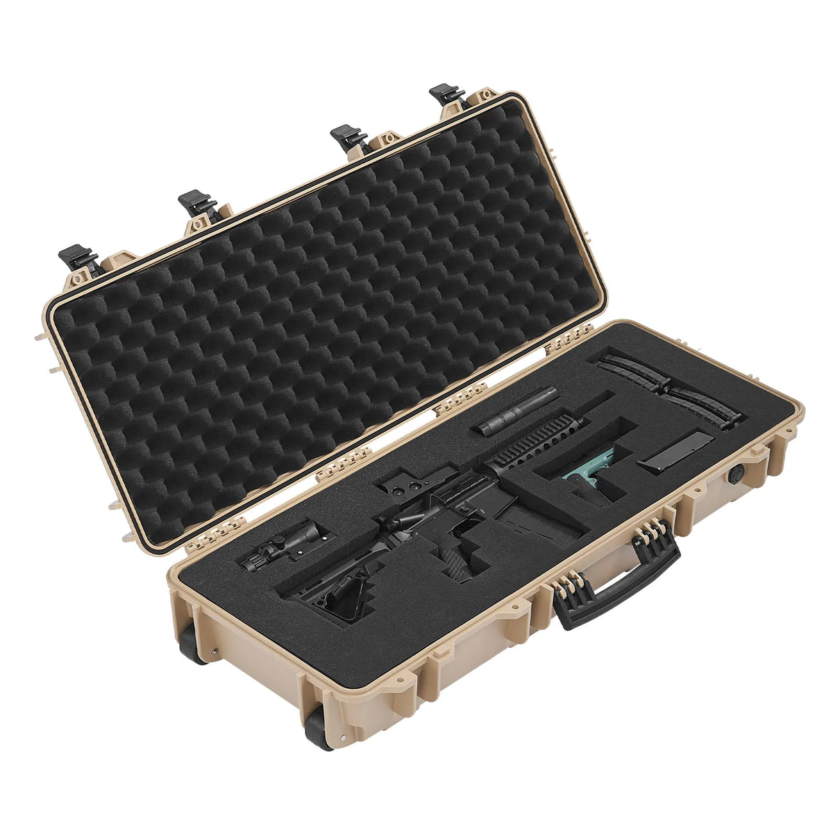 SucceBuy Waterproof Lockable Rifle Case With Foam And Wheels