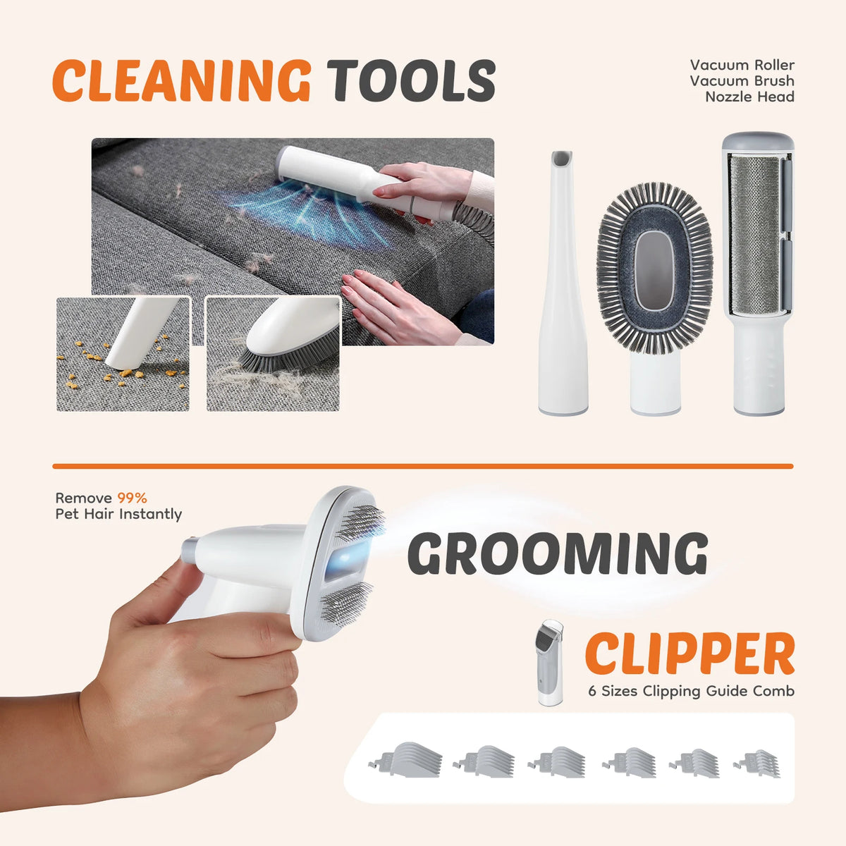 JHK Professional Pet Grooming Vacuum Kit With Cordless Clippers