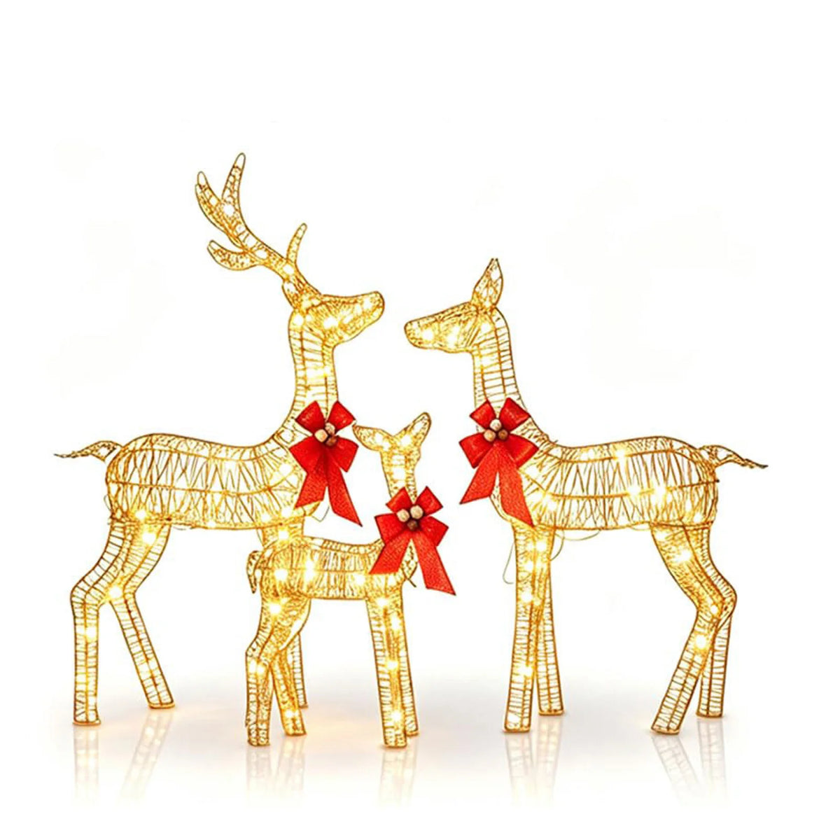 HiMISS Lighted Christmas Deer Family Outdoor Yard Decor Set
