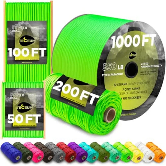 Mil-Spec Type III 550 Paracord Tactical Rope Outdoor Survival Gear