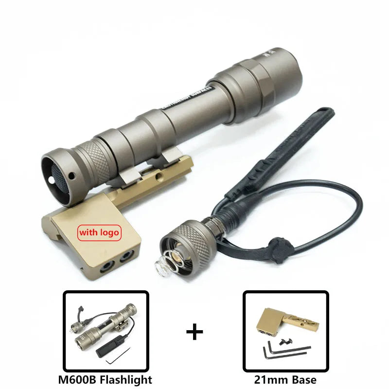 Tactical M300B M600B Flashlight Set M600C M300C LED Airsoftl Hunting Lamp with MLOK or 20MM Light Mount+SF Plug Momentary Switch
