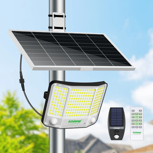 Intelamp Solar Street Flood Light With Dual Sensors for Outdoor Yards