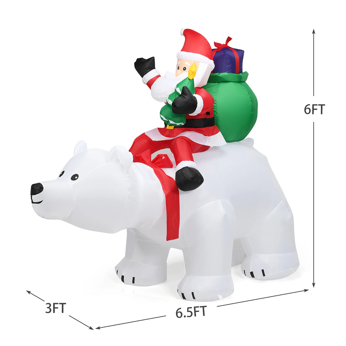 Lifezeal Inflatable Christmas Santa Riding Polar Bear With Shaking Head