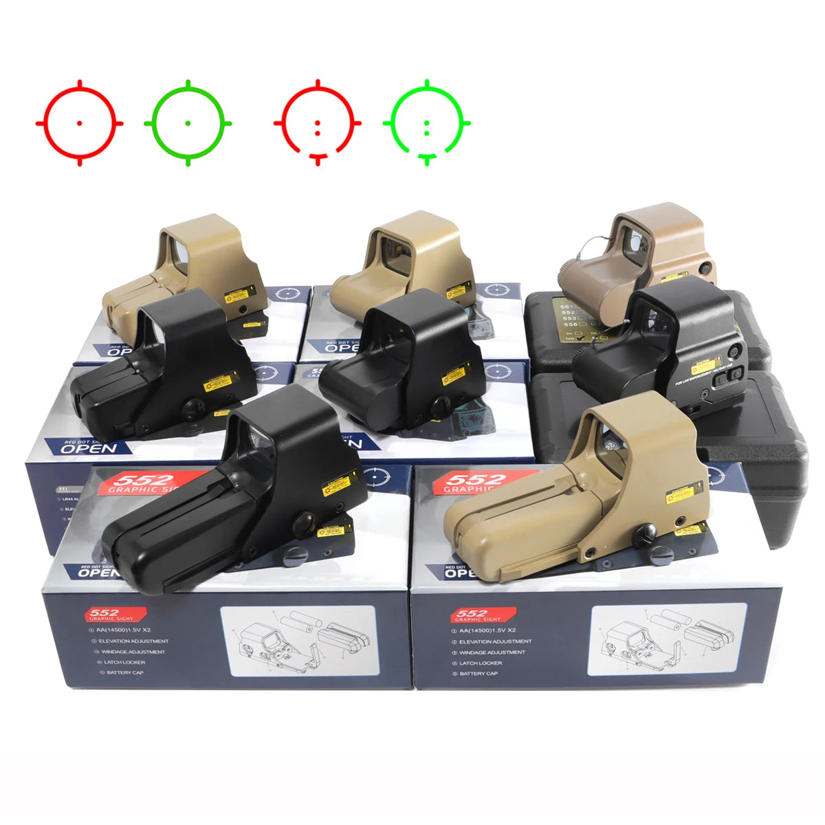 Bestsight 551 Red Green Dot Holographic Sight Scope For Hunting Rifle