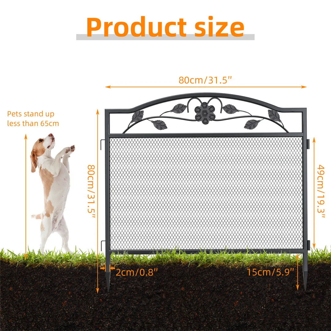 5-Panel Heavy Duty Metal Dog Playpen, Outdoor Pet Fence Exercise Pen with Decorative Design for Dogs & Small Animals, Indoor Garden Kennel