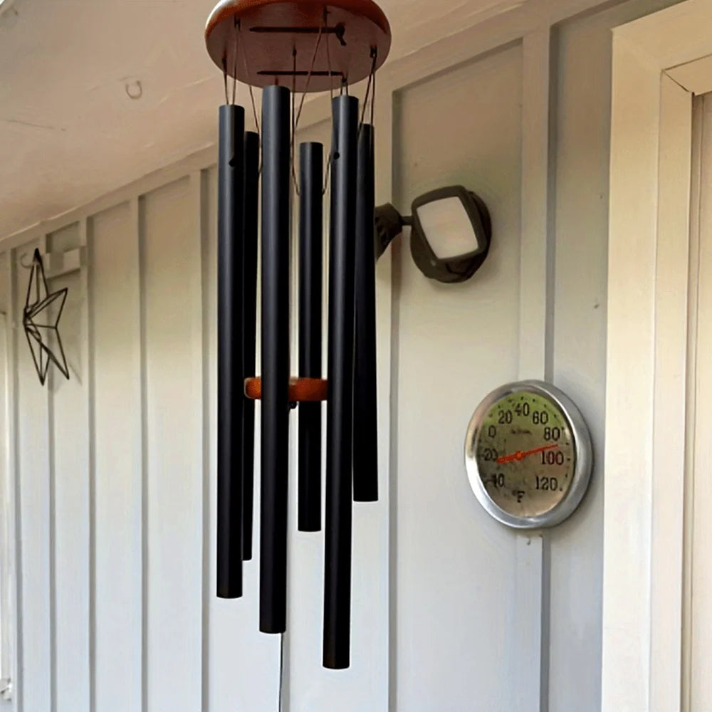 30-Inch Deep Tone Wind Chime - Heavy-Duty Outdoor/Indoor Hanging Decor, Elegant Black Wind Chimes, Patio, Yard - Perfect Housewa