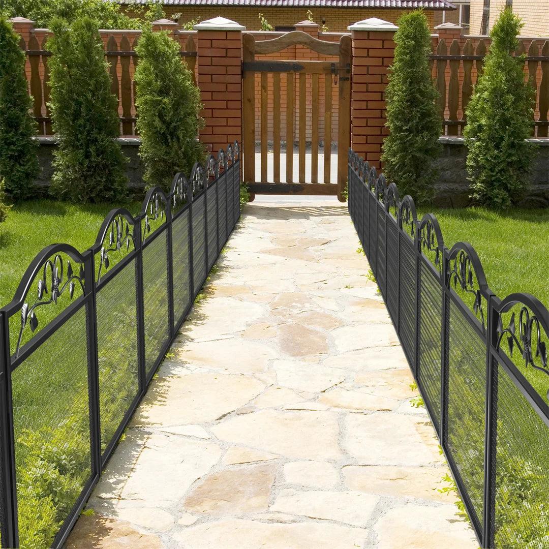 5-Panel Heavy Duty Metal Dog Playpen, Outdoor Pet Fence Exercise Pen with Decorative Design for Dogs & Small Animals, Indoor Garden Kennel