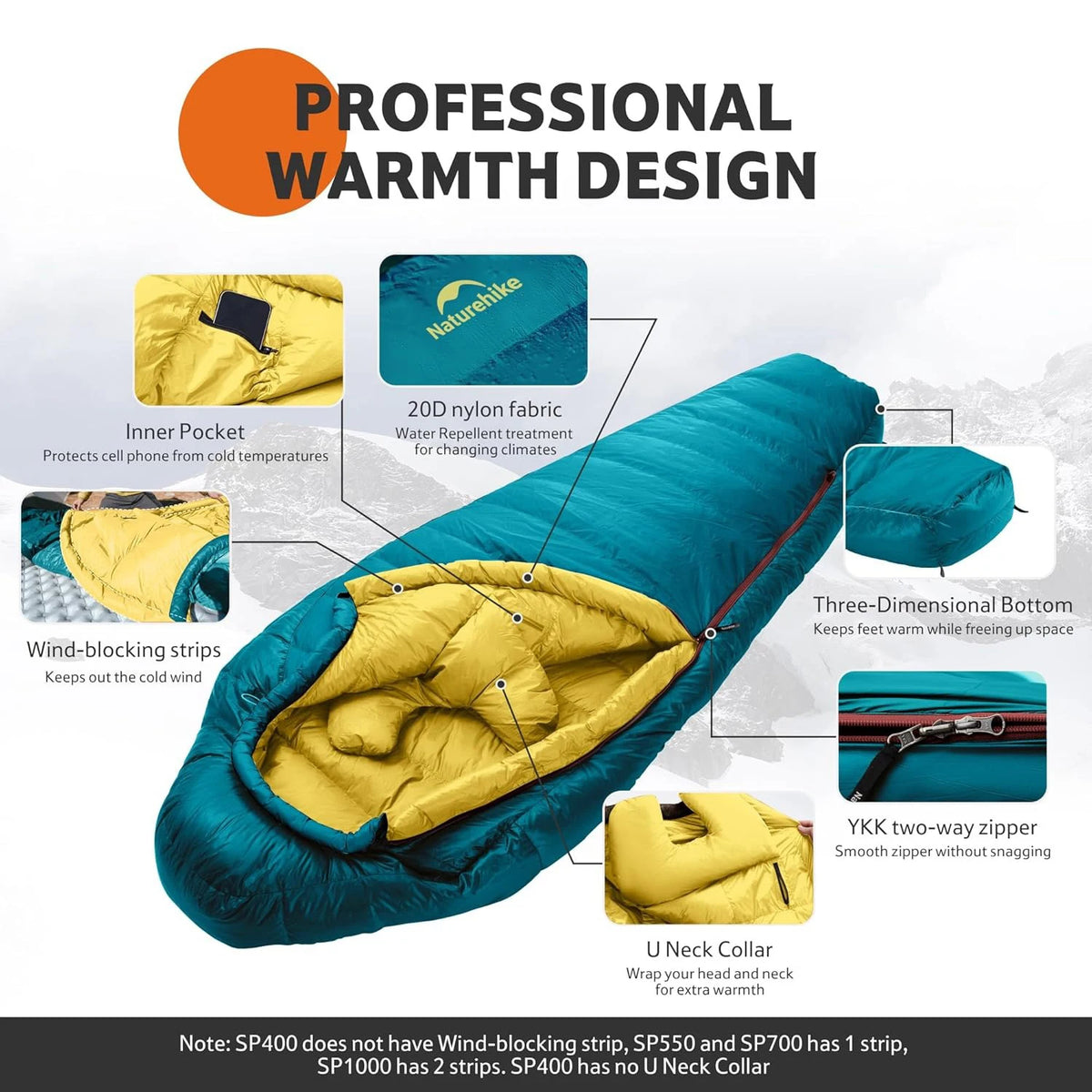 Naturehike Snowbird Duck Down Mummy Sleeping Bag For Outdoor Travel