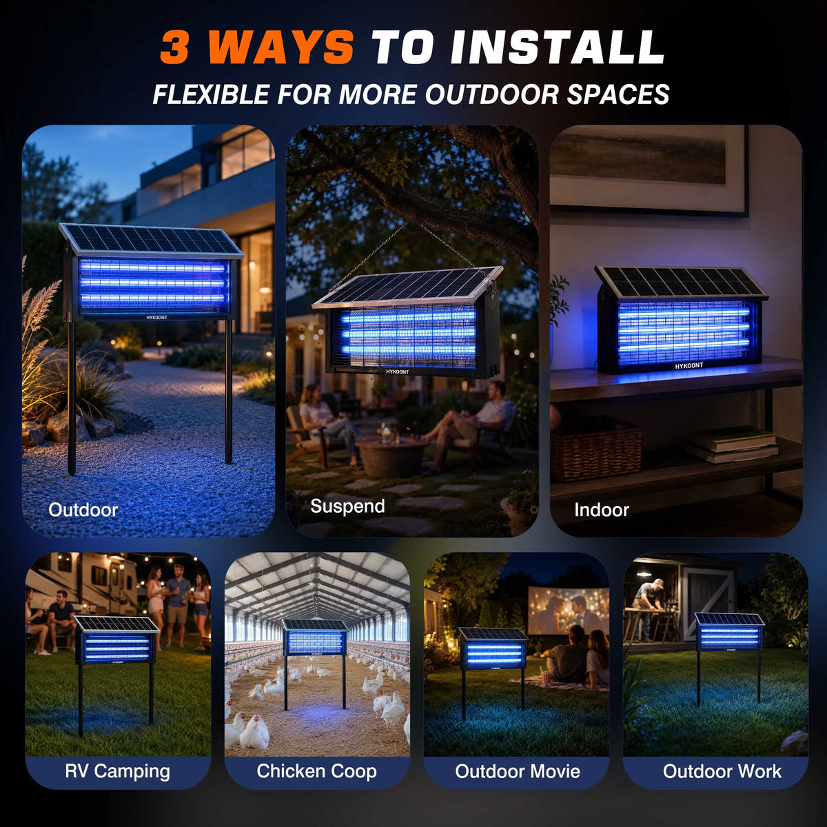 Solar Bug Zapper Outdoor, Mosquito Killer with USB Rechargeable LED Light, Waterproof Electric Insect Trap for Patio, Backyard, Garden & Camping
