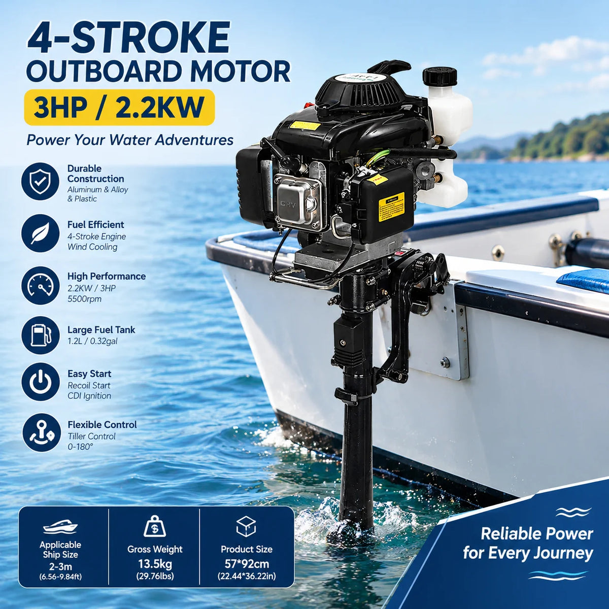 Air Cooled Four Stroke Outboard Motor for Fishing Boats