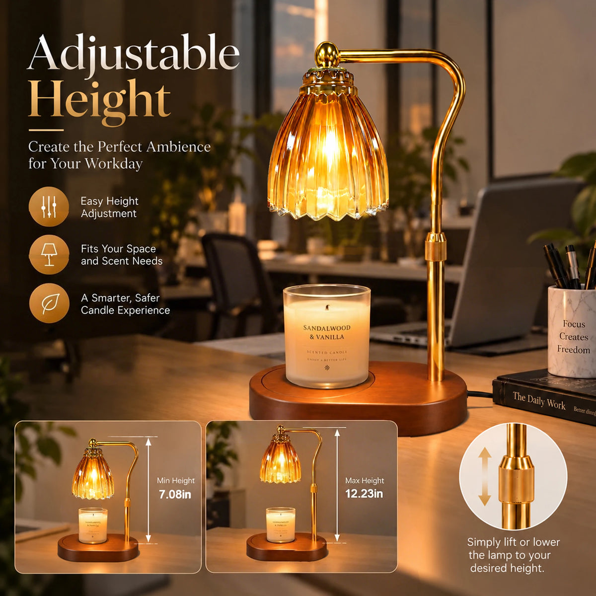 Glass Candle Warmer Lamp With Timer And Dimmable Control