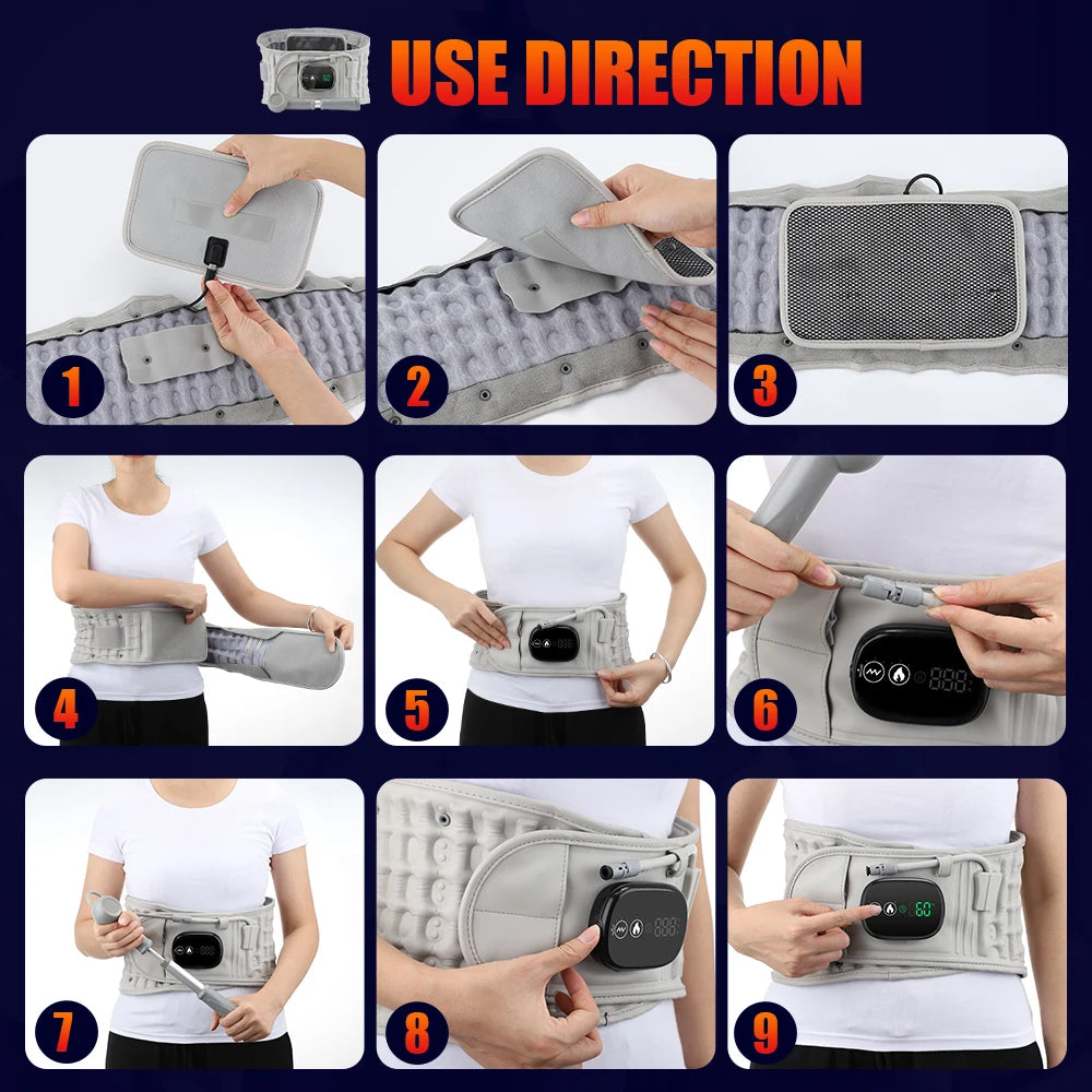 Hailicare Inflatable Heating Waist Massage Belt With Vibration Support