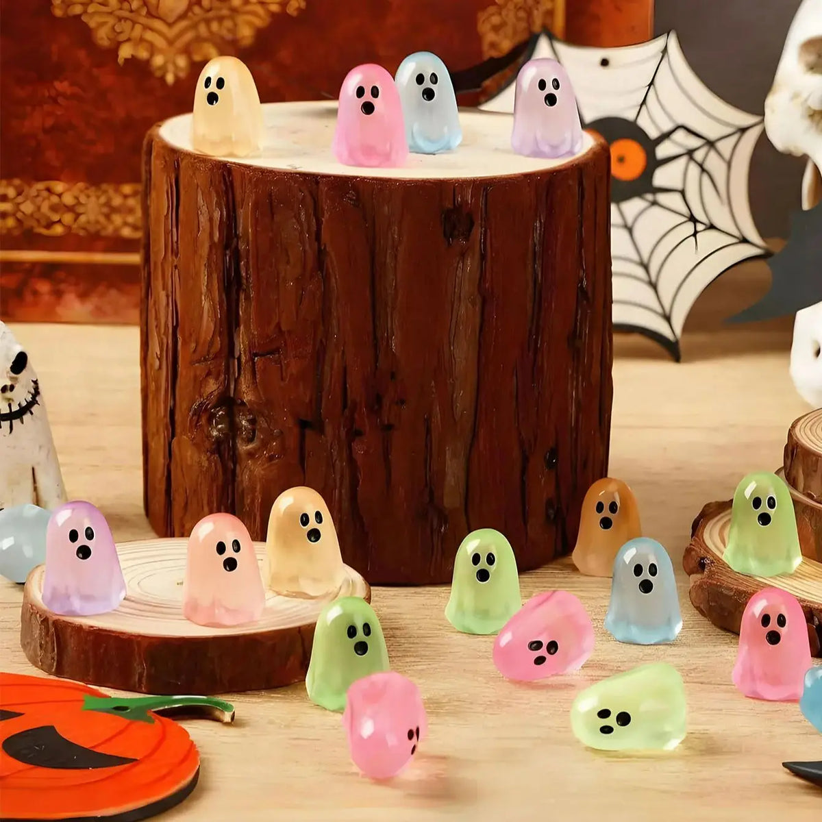 Luminous Mini Resin Ghost Figures for Halloween Decorations and Gifts