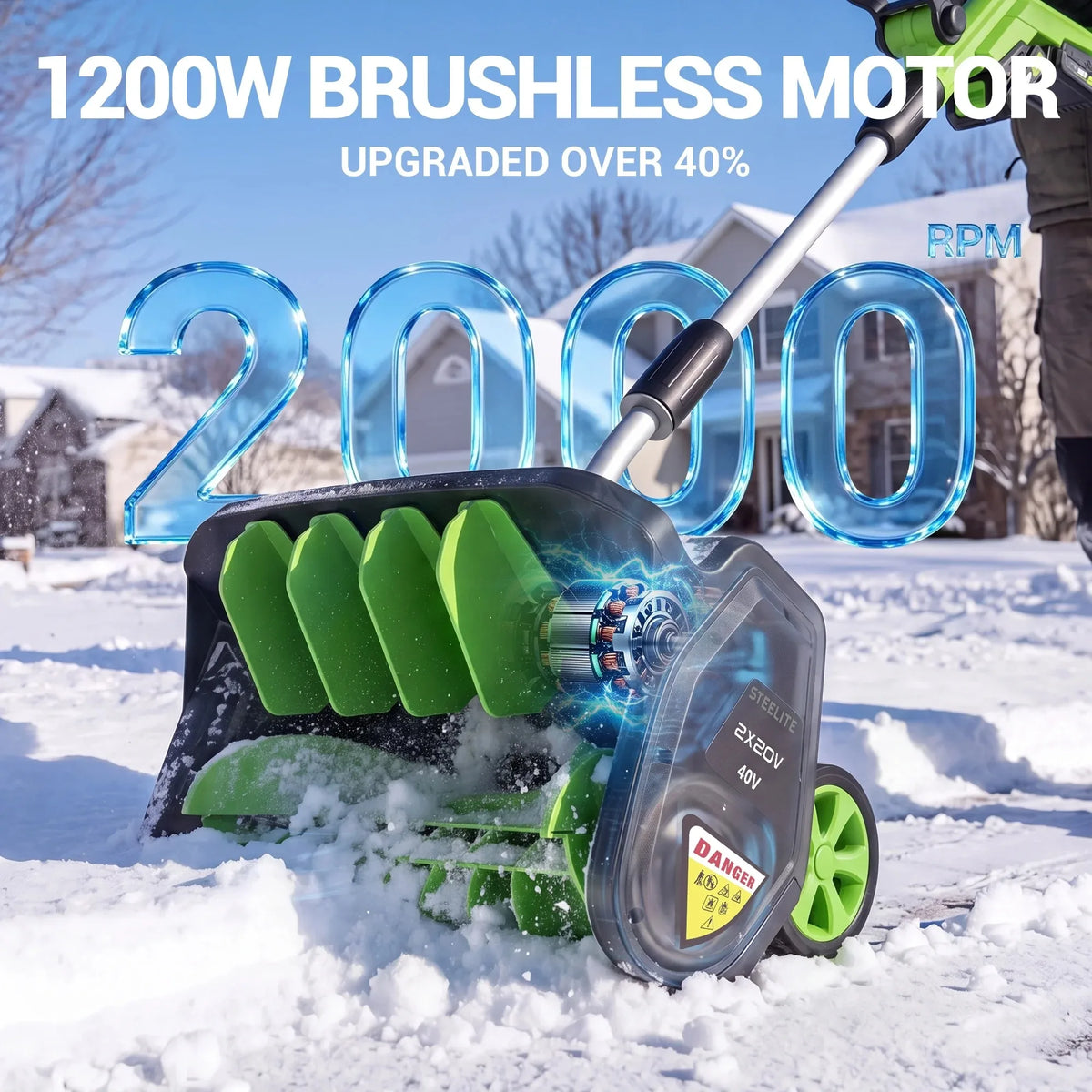 Deli Cordless Snow Shovel With Wheels And Brushless Motor