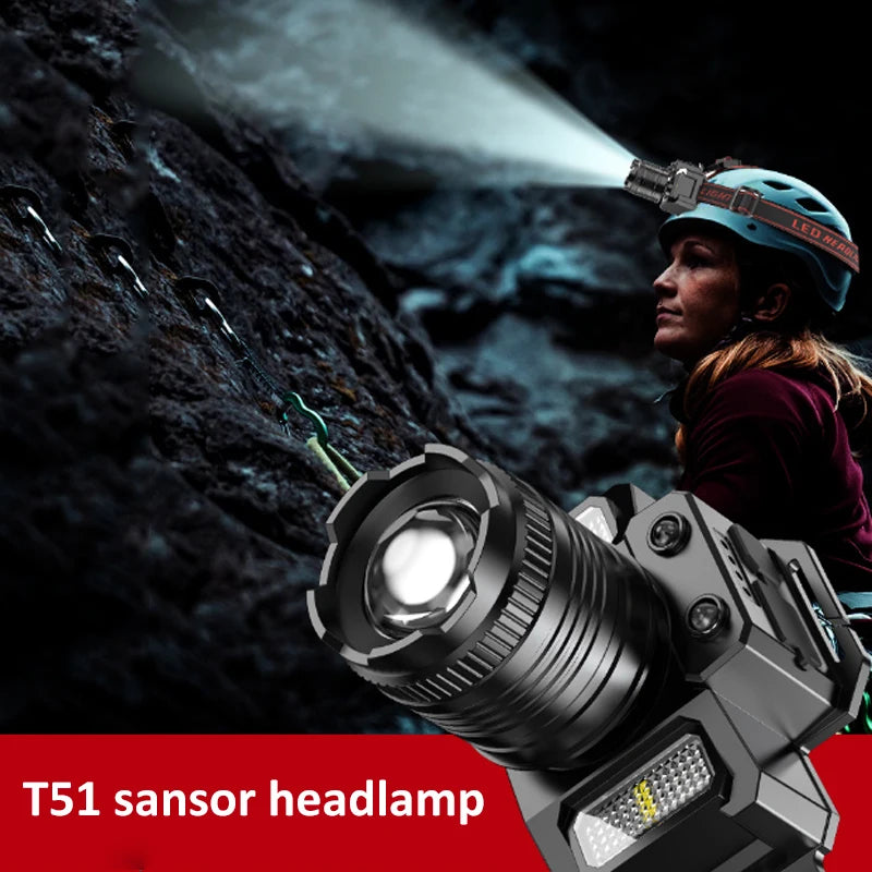 Rechargeable LED Sensor Headlamp for Camping and Outdoor Use