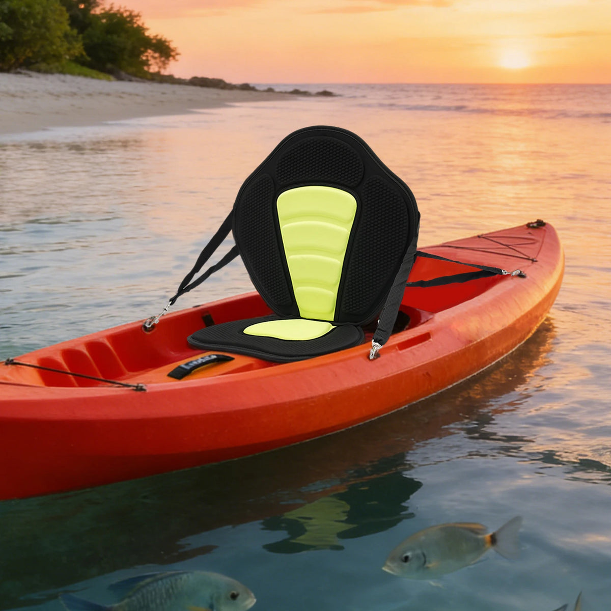 Ergonomic Kayak Canoe Seat With Adjustable Straps And Storage Bag
