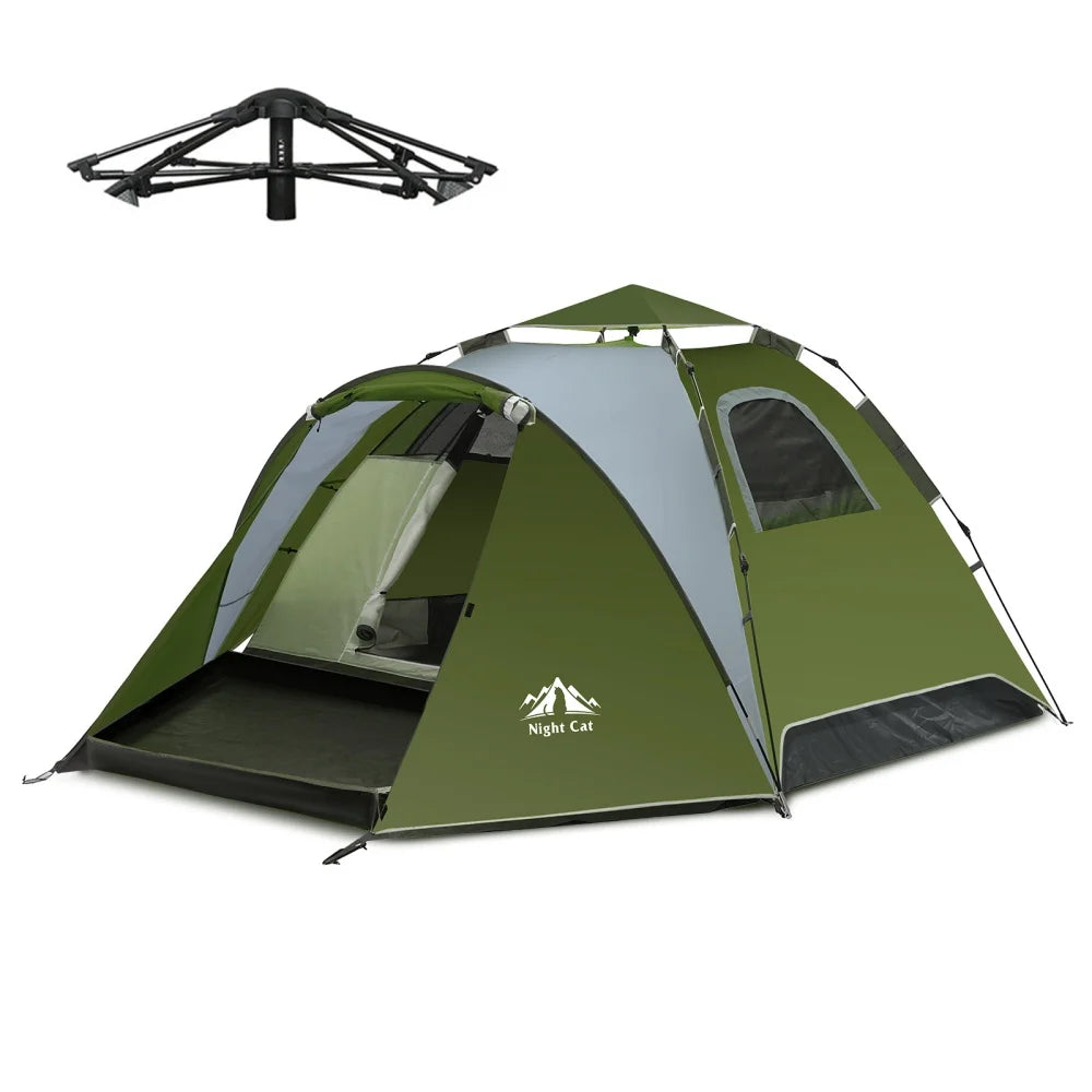 Night Cat Instant Pop Up Camping Tent With Waterproof Rainfly