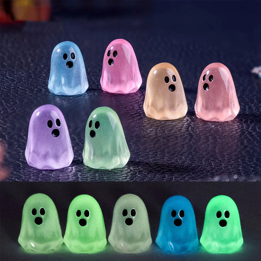 Luminous Mini Resin Ghost Figures for Halloween Decorations and Gifts